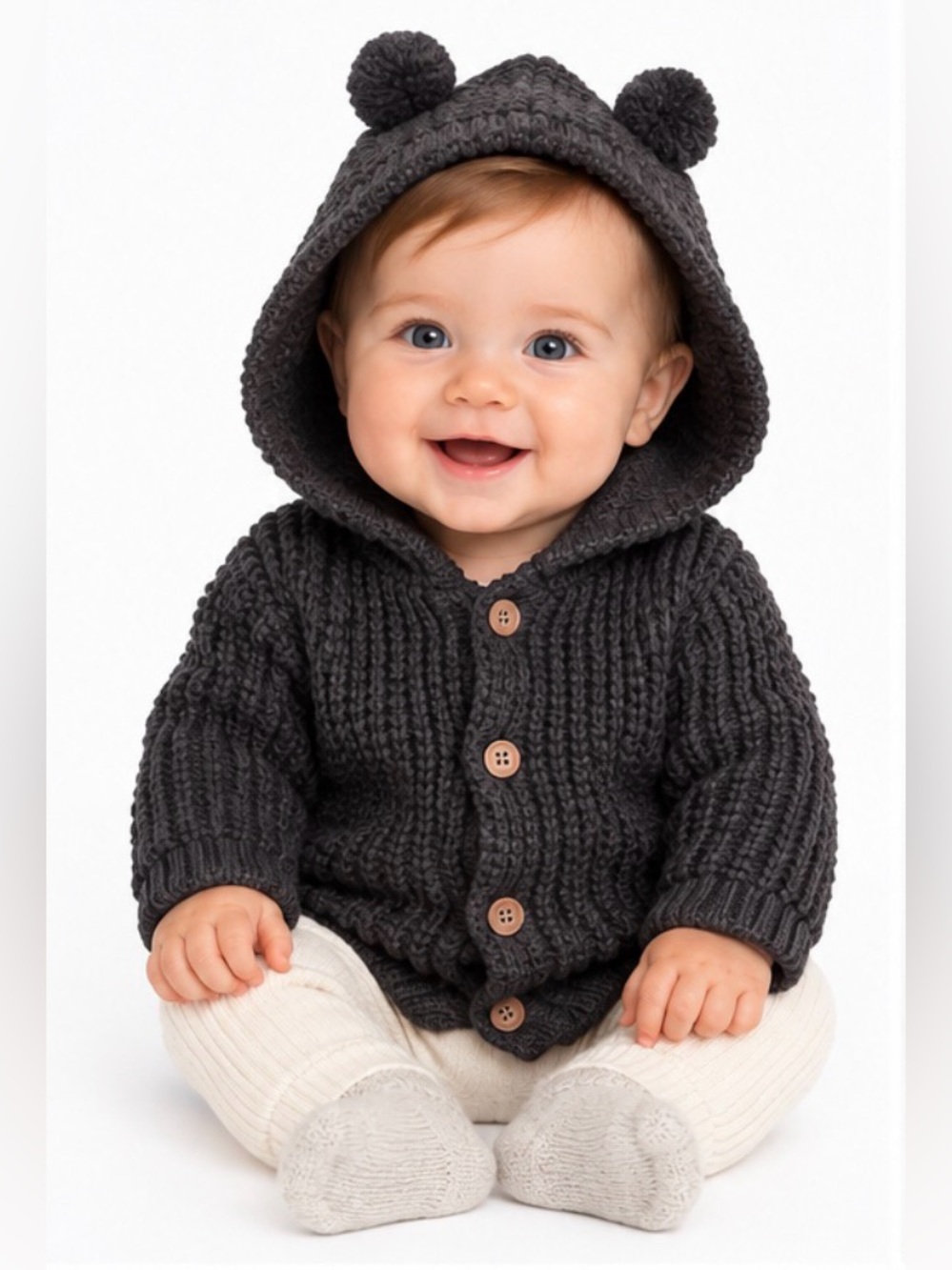 Carter's Knit Button Front Teddy Bear Cardigan in blue